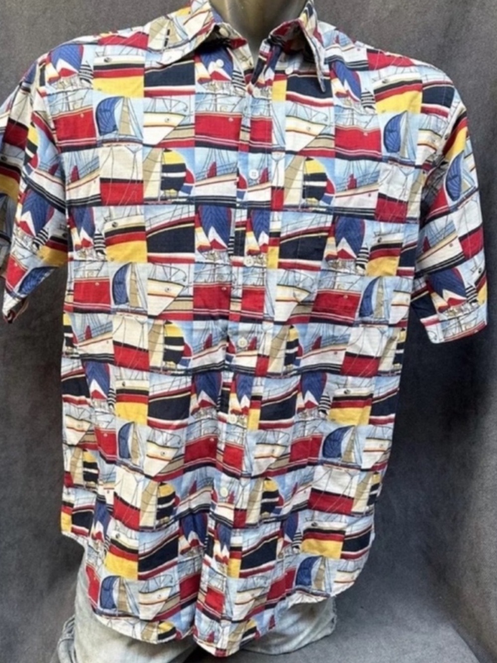 Nautica Sailboat AOP Print Shirt Men’s Medium